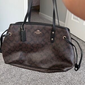Coach Black and Brown Signature Shoulder Bag